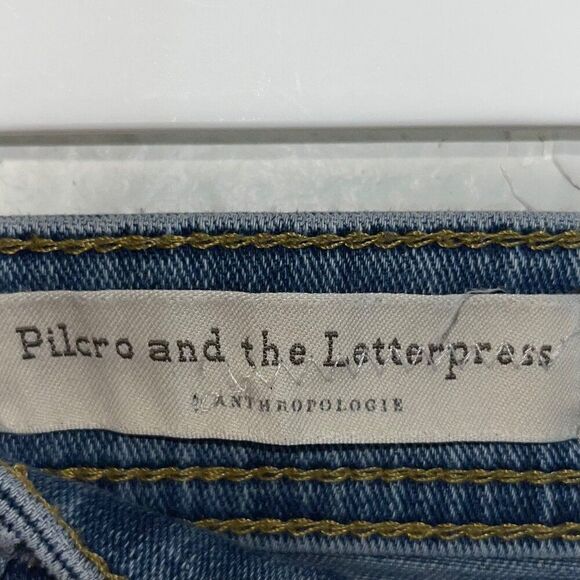 Pilcro and the Letterpress‎ Slim Boyfriend Denim Jeans Distressed w/ Patching 32 - Picture 4 of 12